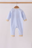 Blue turkey embroidery stripe romper - Aaria Tees Aaria Tees