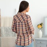 Floral Embroidery Plaid Button Up Shirt - Aaria Tees Aaria Tees