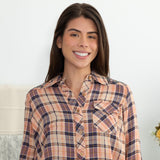 Floral Embroidery Plaid Button Up Shirt - Aaria Tees Aaria Tees