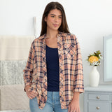 Floral Embroidery Plaid Button Up Shirt - Aaria Tees Aaria Tees