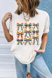 White Pride Bow Starry Print Cotton Blend T Shirt Aaria Tees