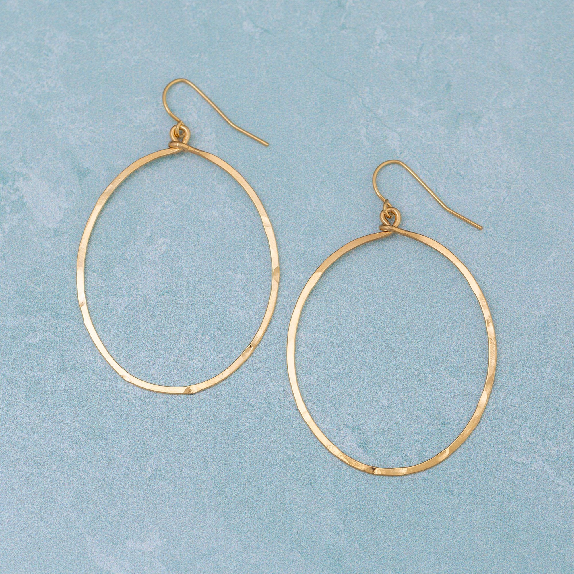 Gold-Plated Hammered Hoop Earrings - Aaria Tees Aaria Tees