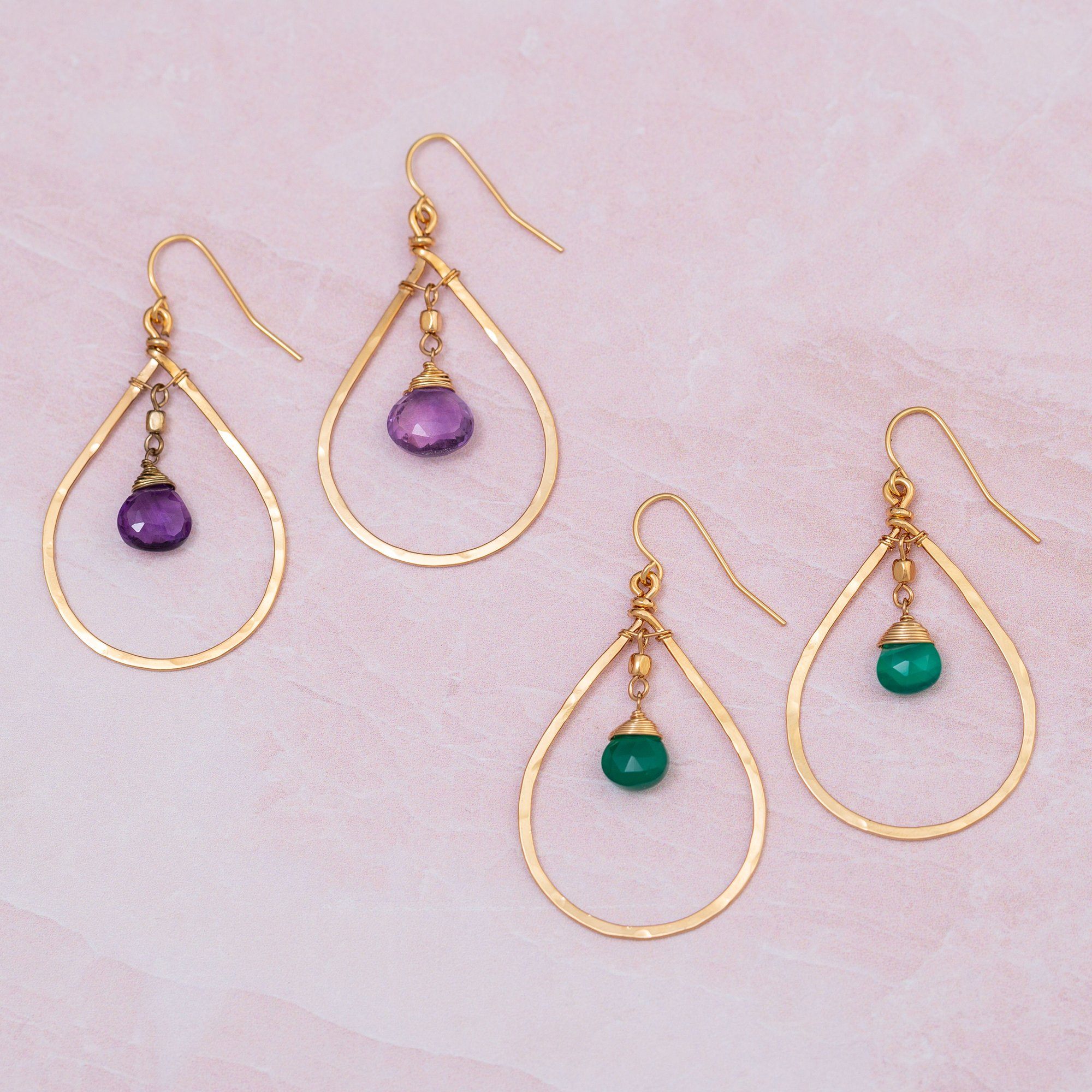 Gemstone Hoop Gold-Filled Earrings - Aaria Tees Aaria Tees