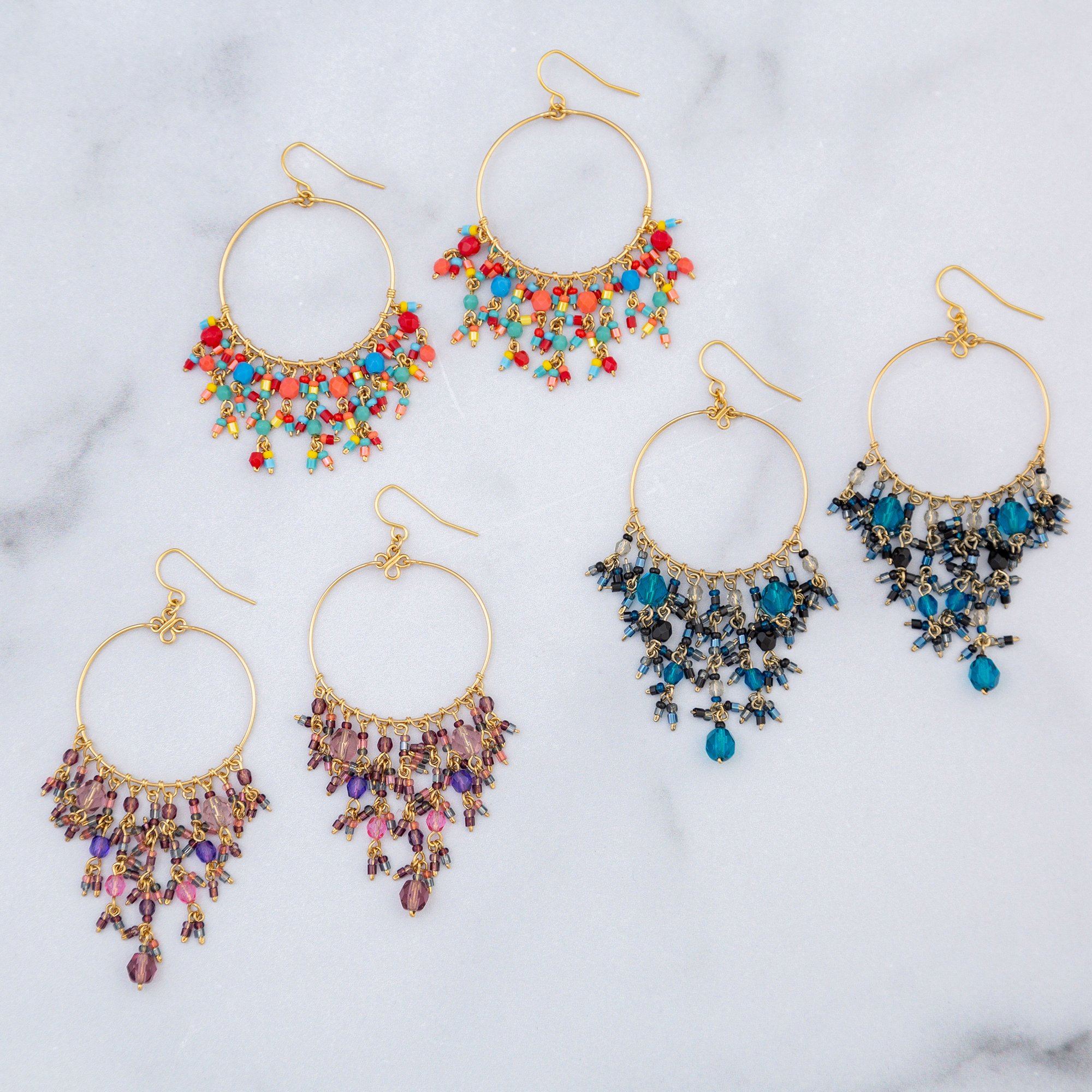 Dazzling Beaded Gold Hoop Earrings - Aaria Tees Aaria Tees