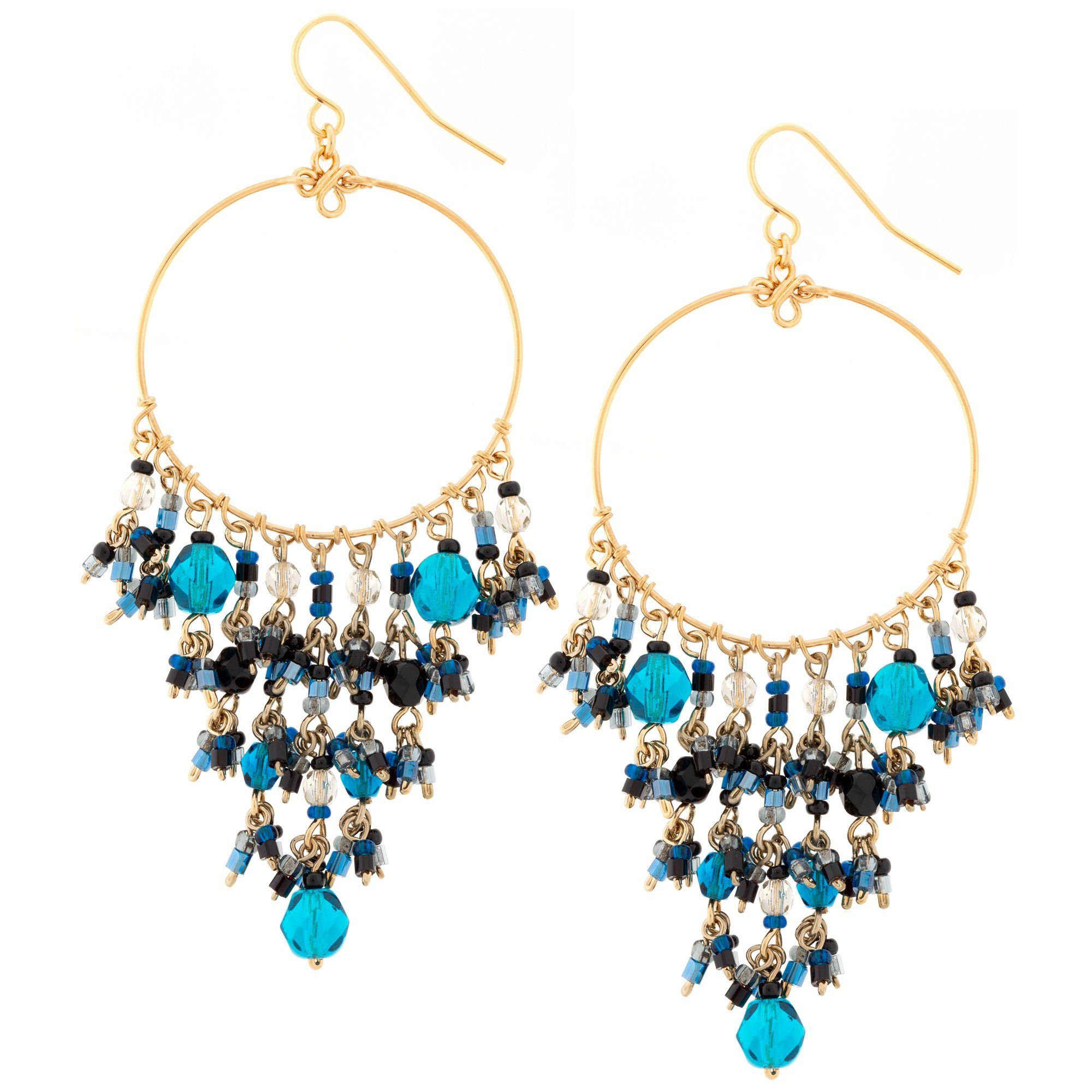 Dazzling Beaded Gold Hoop Earrings - Aaria Tees Aaria Tees