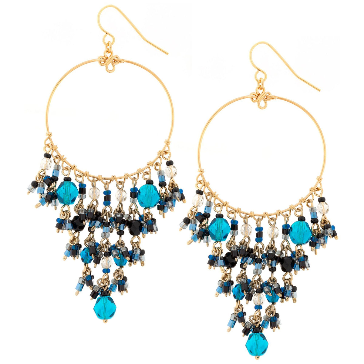 Dazzling Beaded Gold Hoop Earrings - Aaria Tees