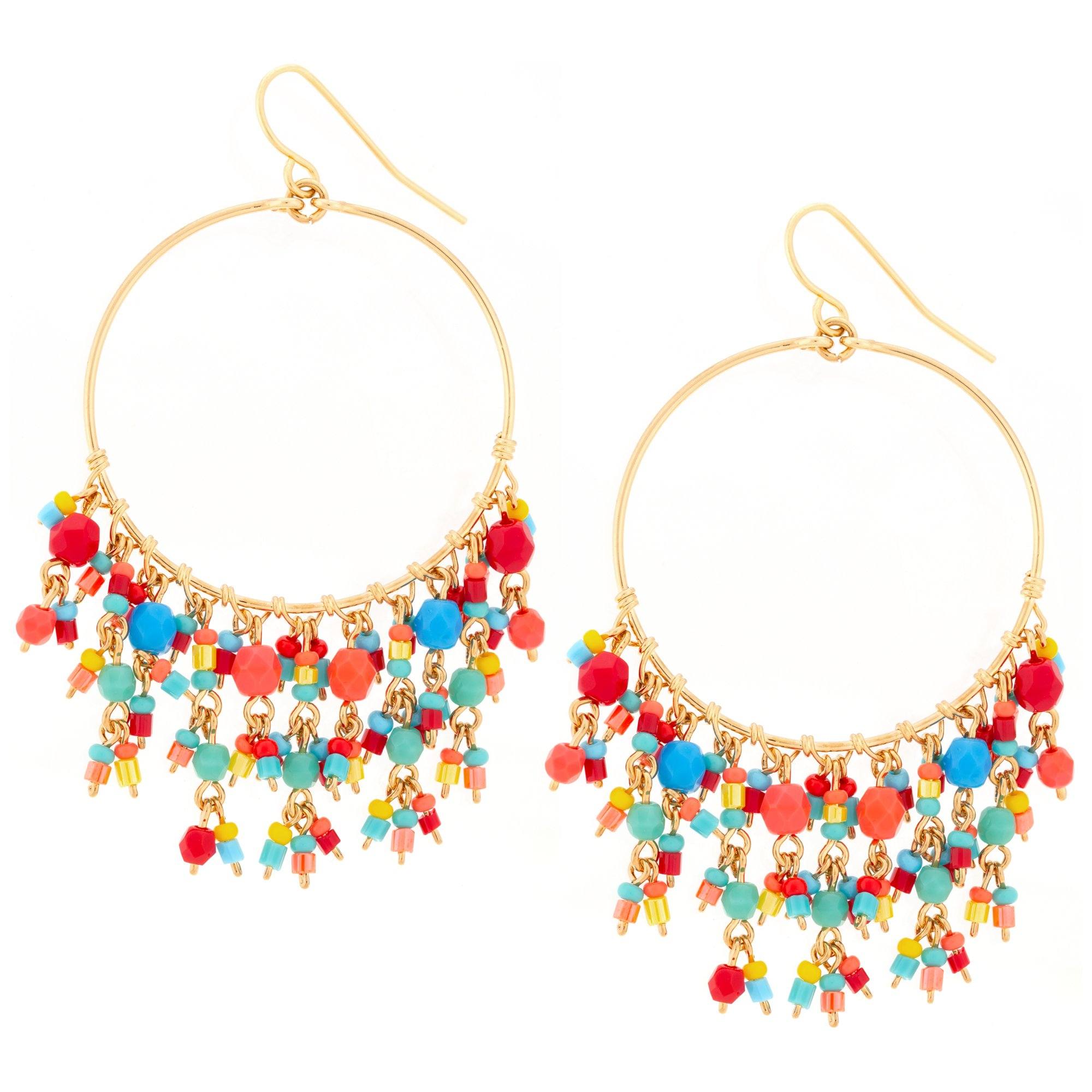Dazzling Beaded Gold Hoop Earrings - Aaria Tees Aaria Tees