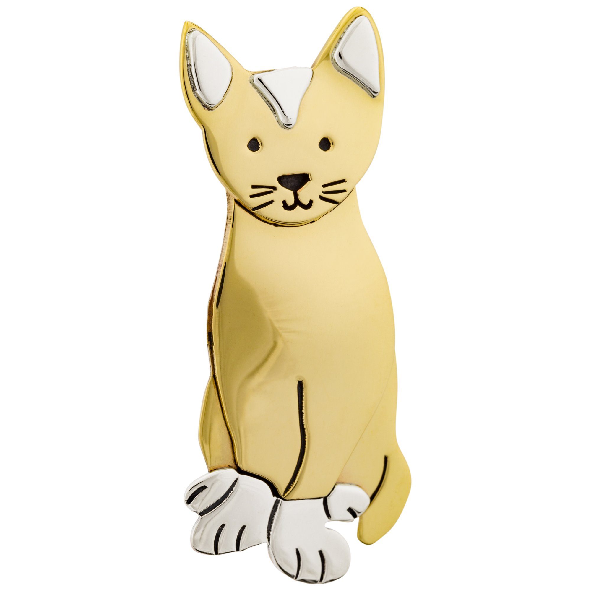 Whiskered Kitty Mixed Metal Pin - Aaria Tees Aaria Tees