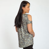 Camo Studded V-Neck Top - Aaria Tees Aaria Tees