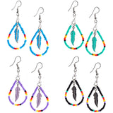 Beaded Feather Teardrop Earrings - Aaria Tees Aaria Tees