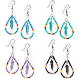 Beaded Feather Teardrop Earrings - Aaria Tees Aaria Tees