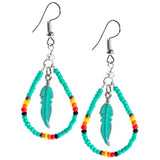 Beaded Feather Teardrop Earrings - Aaria Tees Aaria Tees