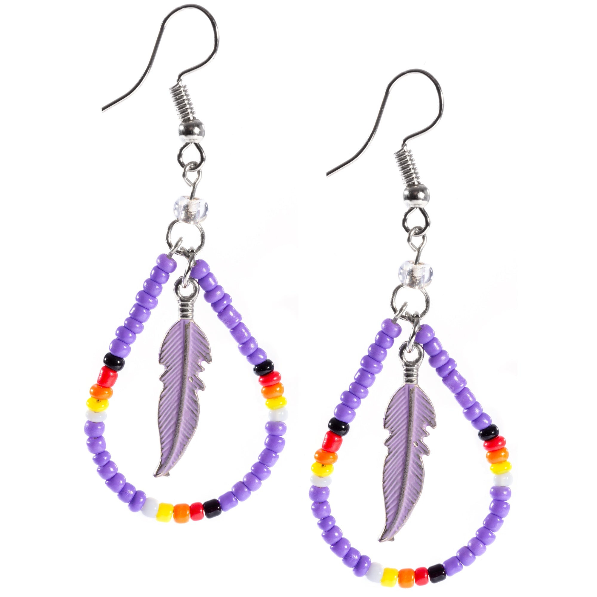 Beaded Feather Teardrop Earrings - Aaria Tees Aaria Tees