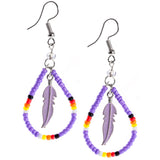 Beaded Feather Teardrop Earrings - Aaria Tees Aaria Tees