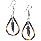 Beaded Feather Teardrop Earrings - Aaria Tees Aaria Tees