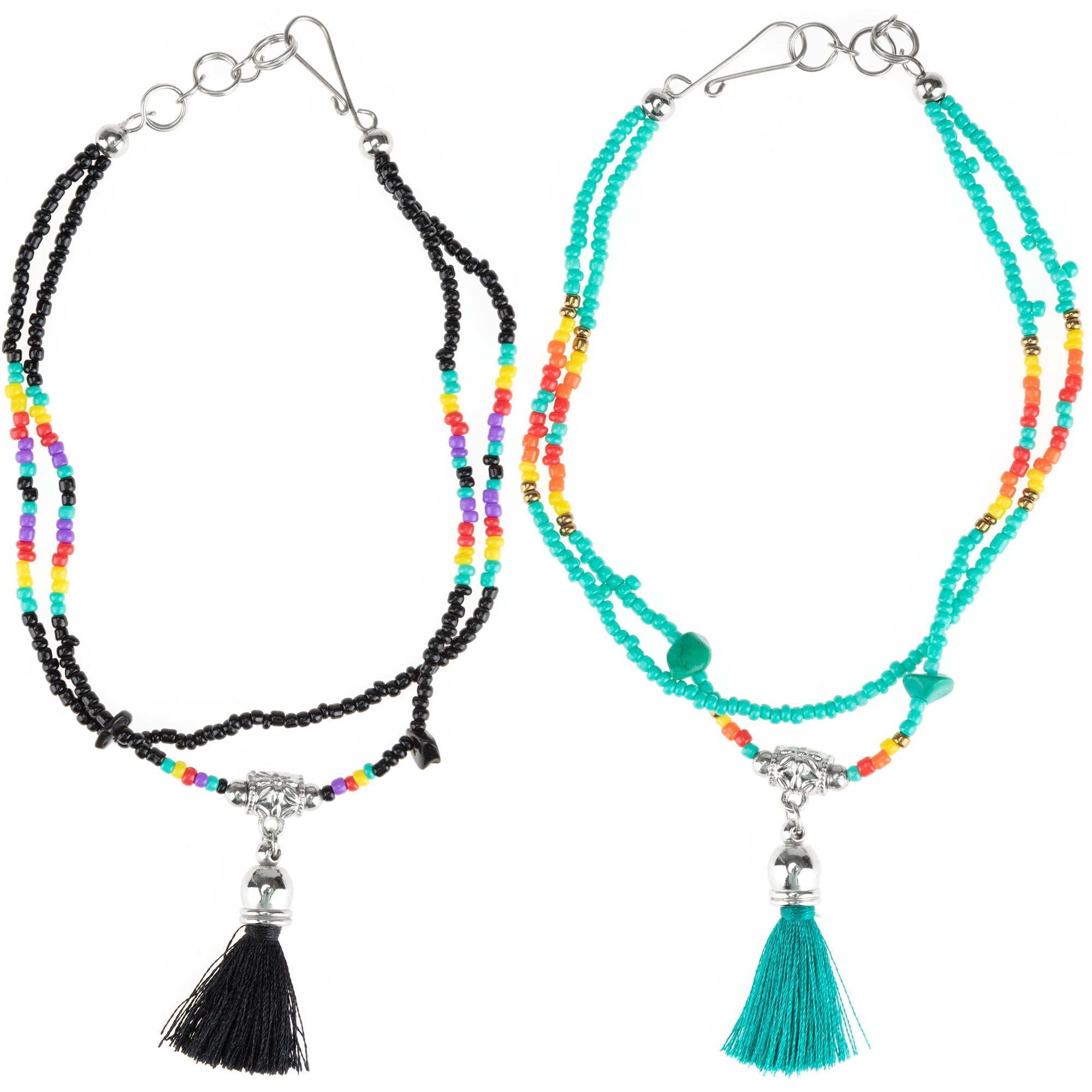 Peruvian Hand Beaded Tassel Anklet - Aaria Tees Aaria Tees