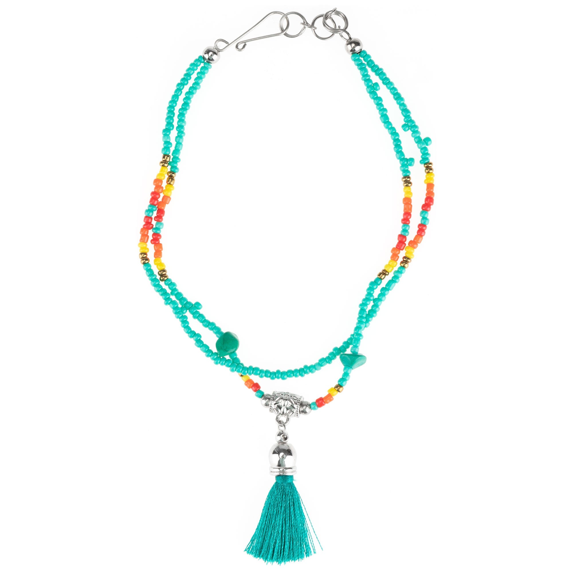 Peruvian Hand Beaded Tassel Anklet - Aaria Tees Aaria Tees