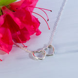 Two Hearts Sterling Silver Necklace - Aaria Tees Aaria Tees