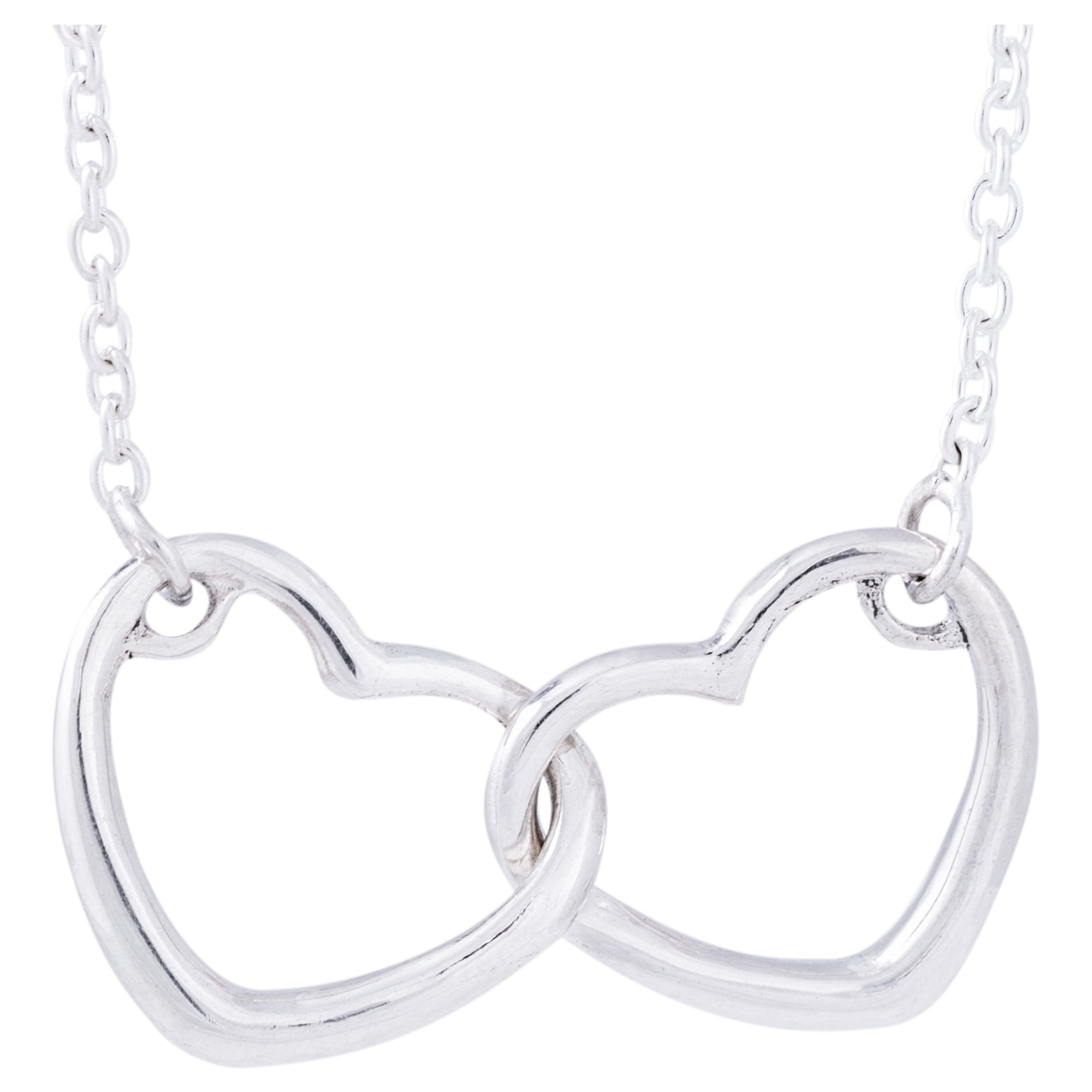 Two Hearts Sterling Silver Necklace - Aaria Tees Aaria Tees