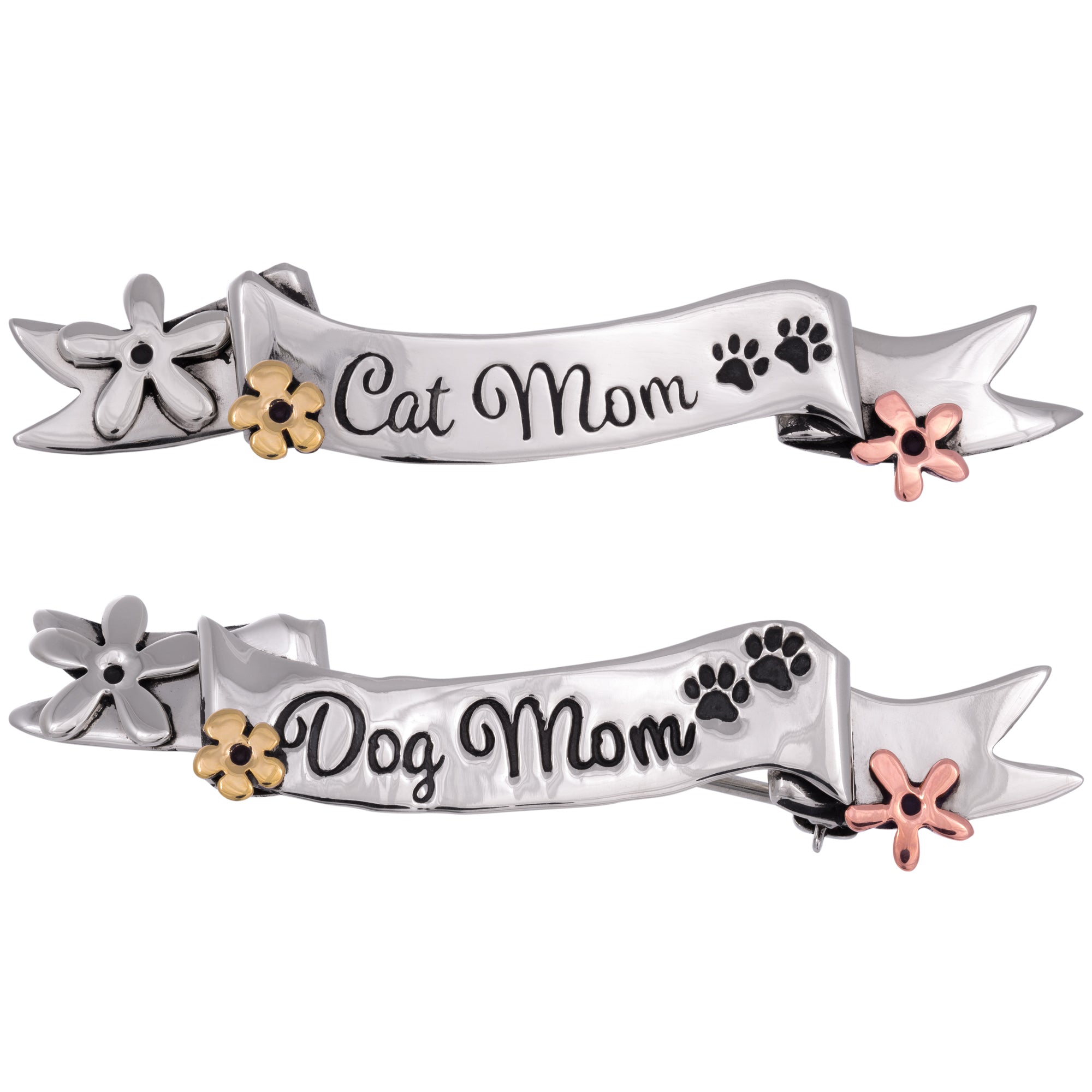 Pet Mom Mixed Metal Banner Pin - Aaria Tees Aaria Tees