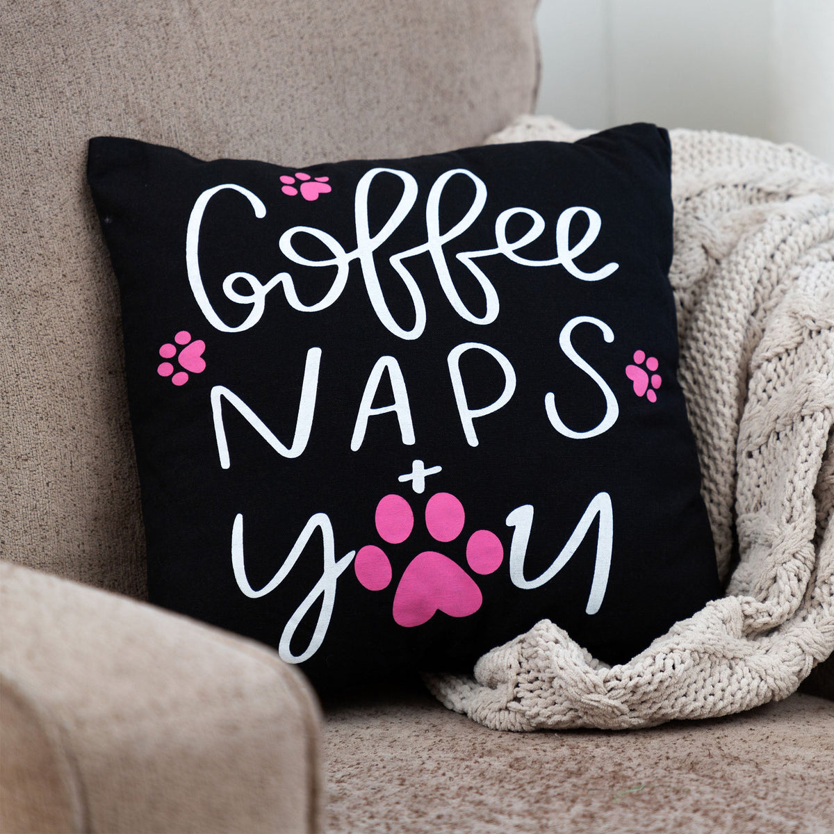 Coffee Naps & You Paw Accent Pillow - Aaria Tees