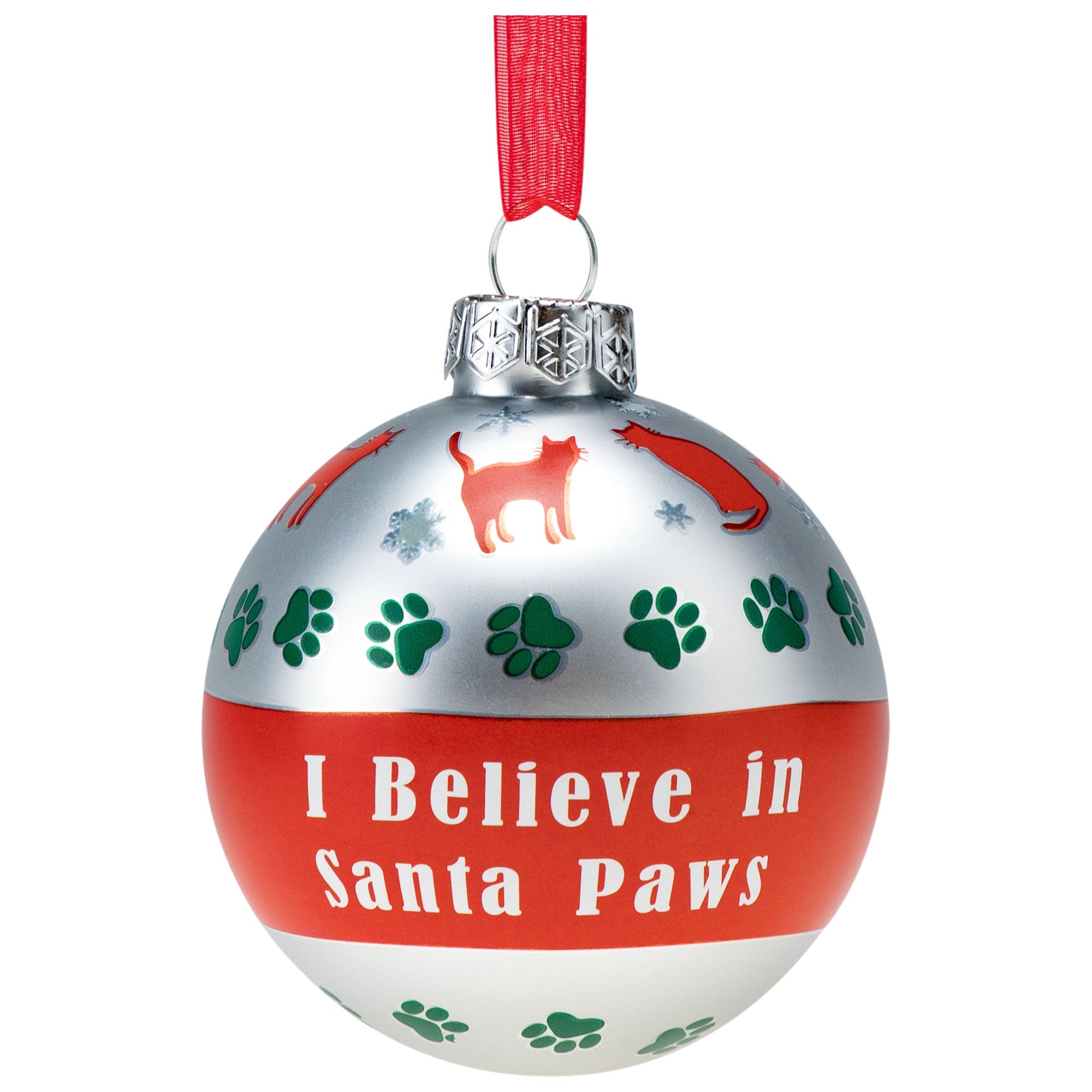 I Believe in Santa Paws Glass Ornament - Aaria Tees Aaria Tees