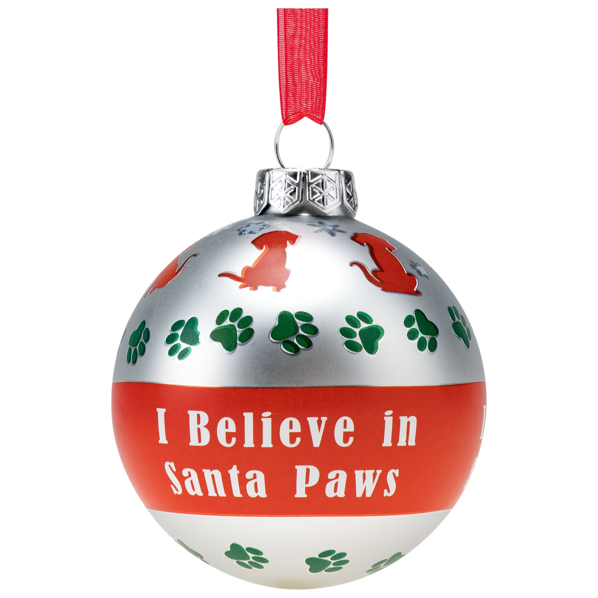 I Believe in Santa Paws Glass Ornament - Aaria Tees Aaria Tees