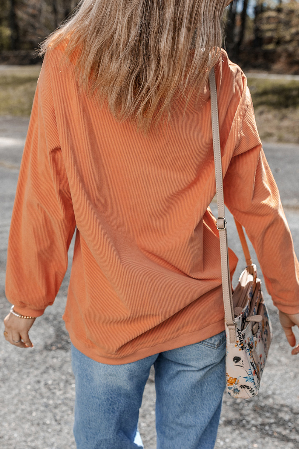 Orange Thankful Ribbed Crew Neck Thanksgiving Sweatshirt - Aaria Tees Aaria Tees