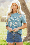 Stone Blue Camo GAME DAY Graphic T Shirt - Aaria Tees Aaria Tees