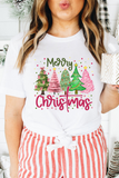 White Merry Christmas Holiday Vibe Graphic Crewneck T Shirt - Aaria Tees Aaria Tees
