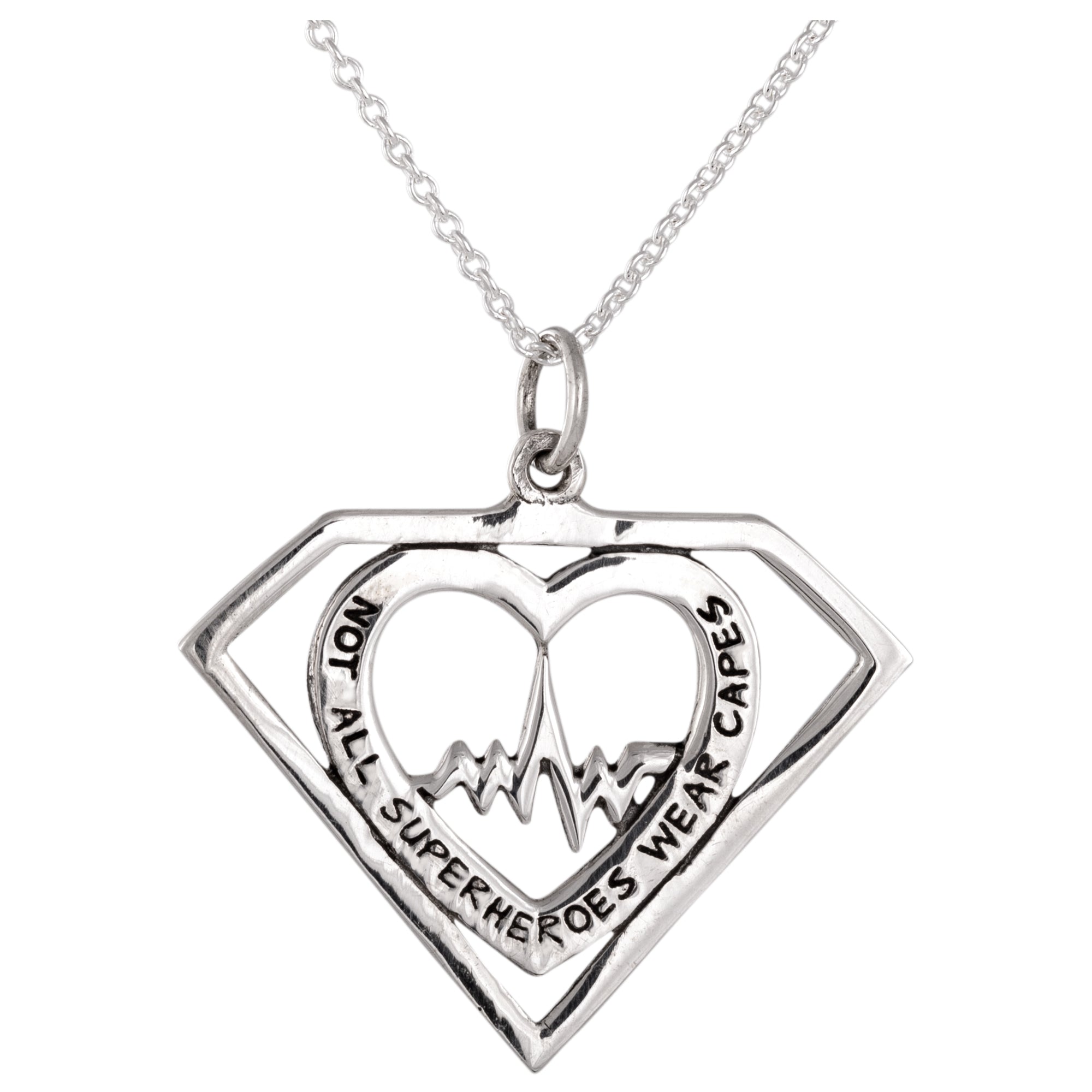 Healthcare Superhero Sterling Silver Necklace - Aaria Tees Aaria Tees