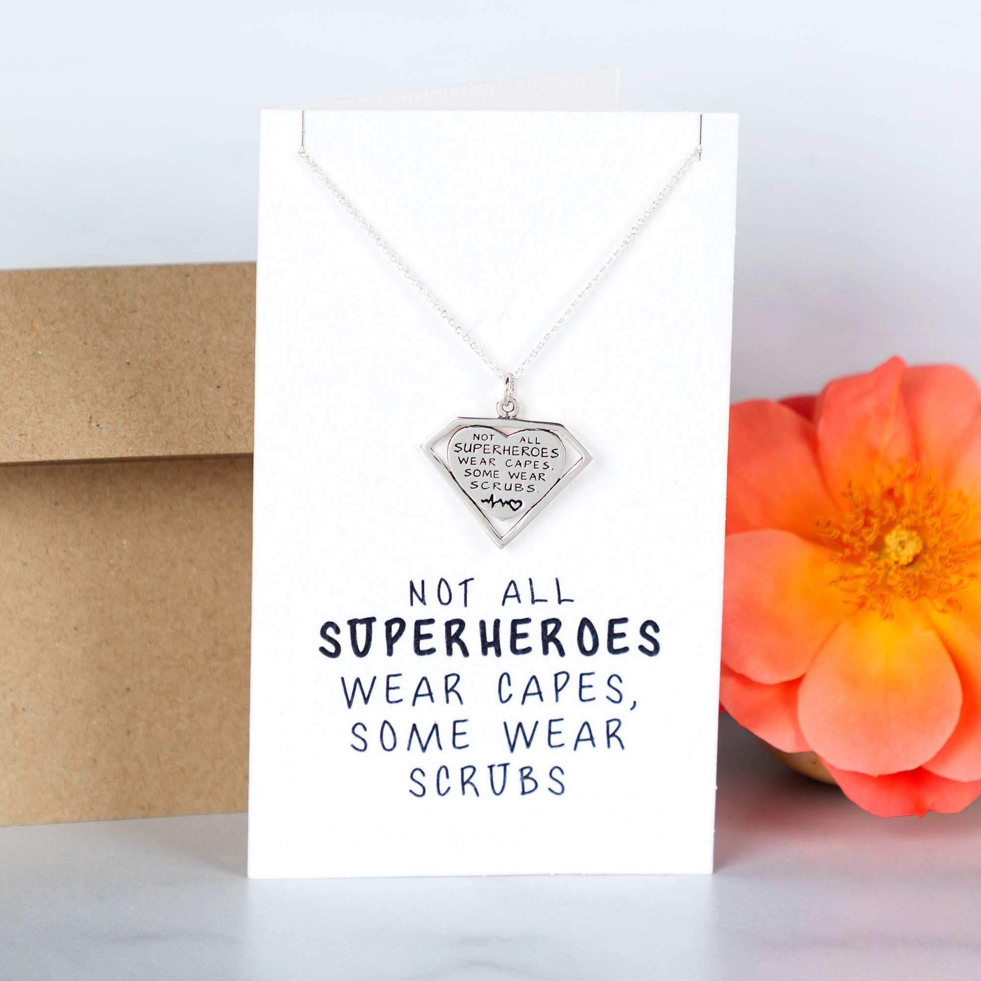 Healthcare Superhero Sterling Silver Necklace - Aaria Tees Aaria Tees