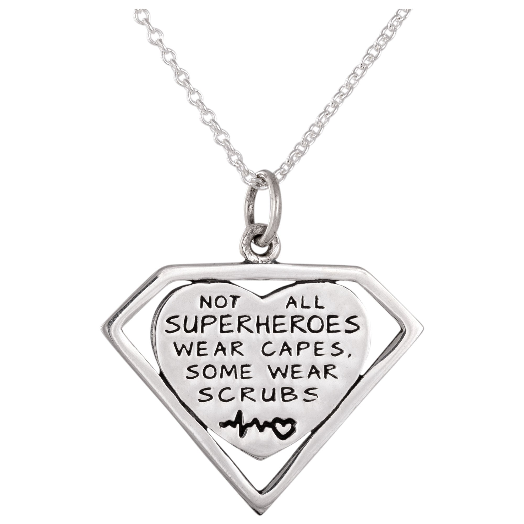 Healthcare Superhero Sterling Silver Necklace - Aaria Tees Aaria Tees