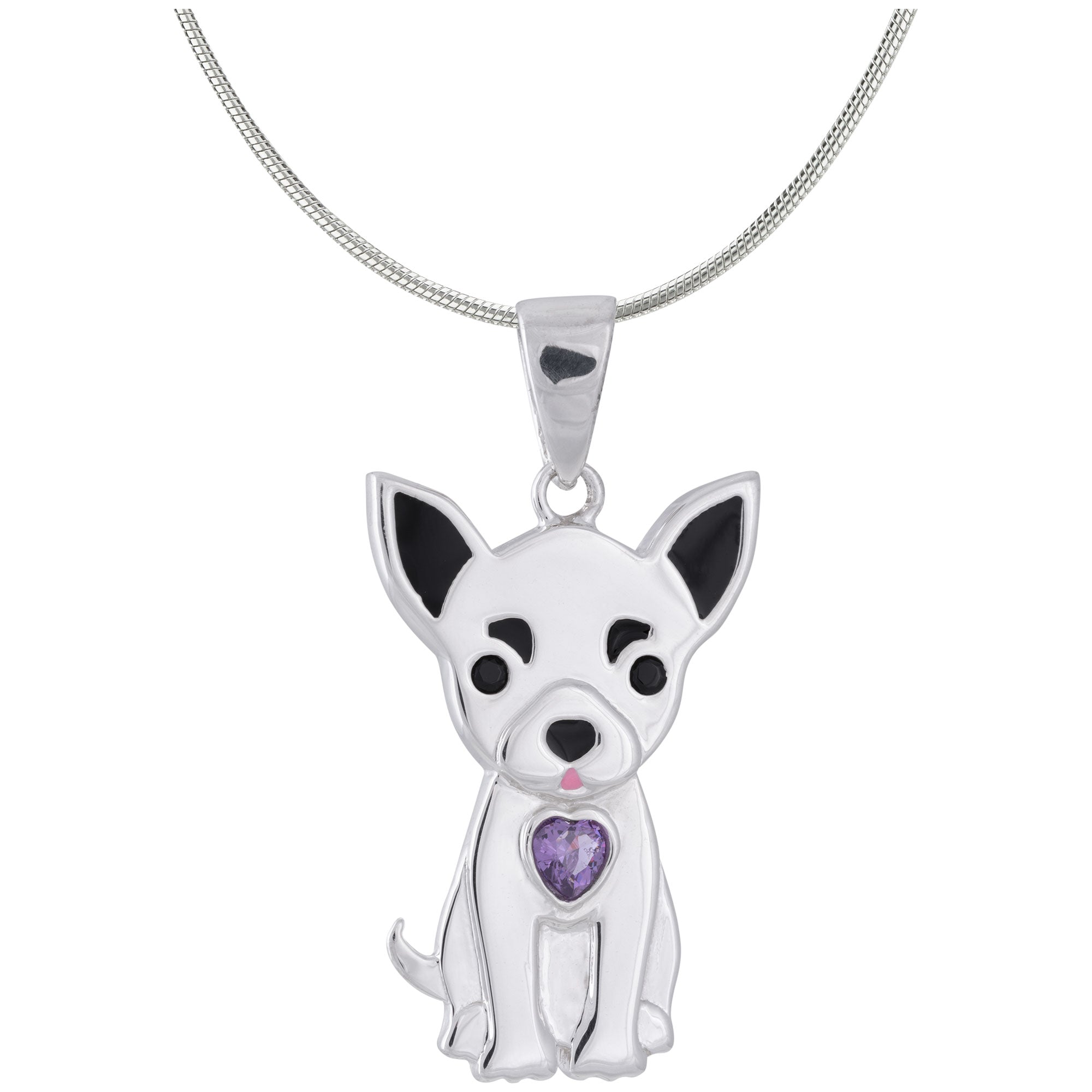 Sterling & Crystal Pup Necklace - Aaria Tees Aaria Tees