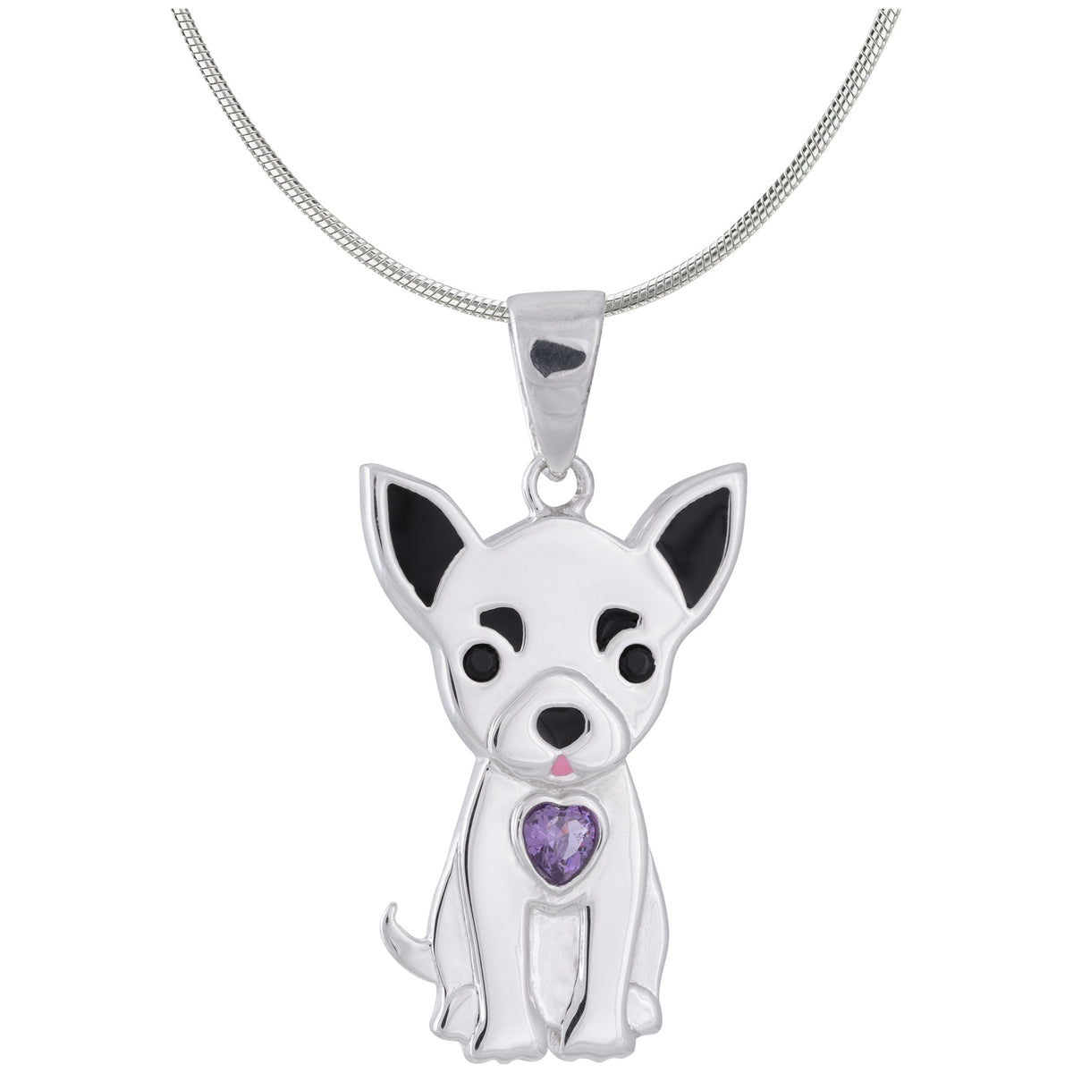 Sterling & Crystal Pup Necklace - Aaria Tees
