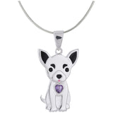 Sterling & Crystal Pup Necklace - Aaria Tees Aaria Tees