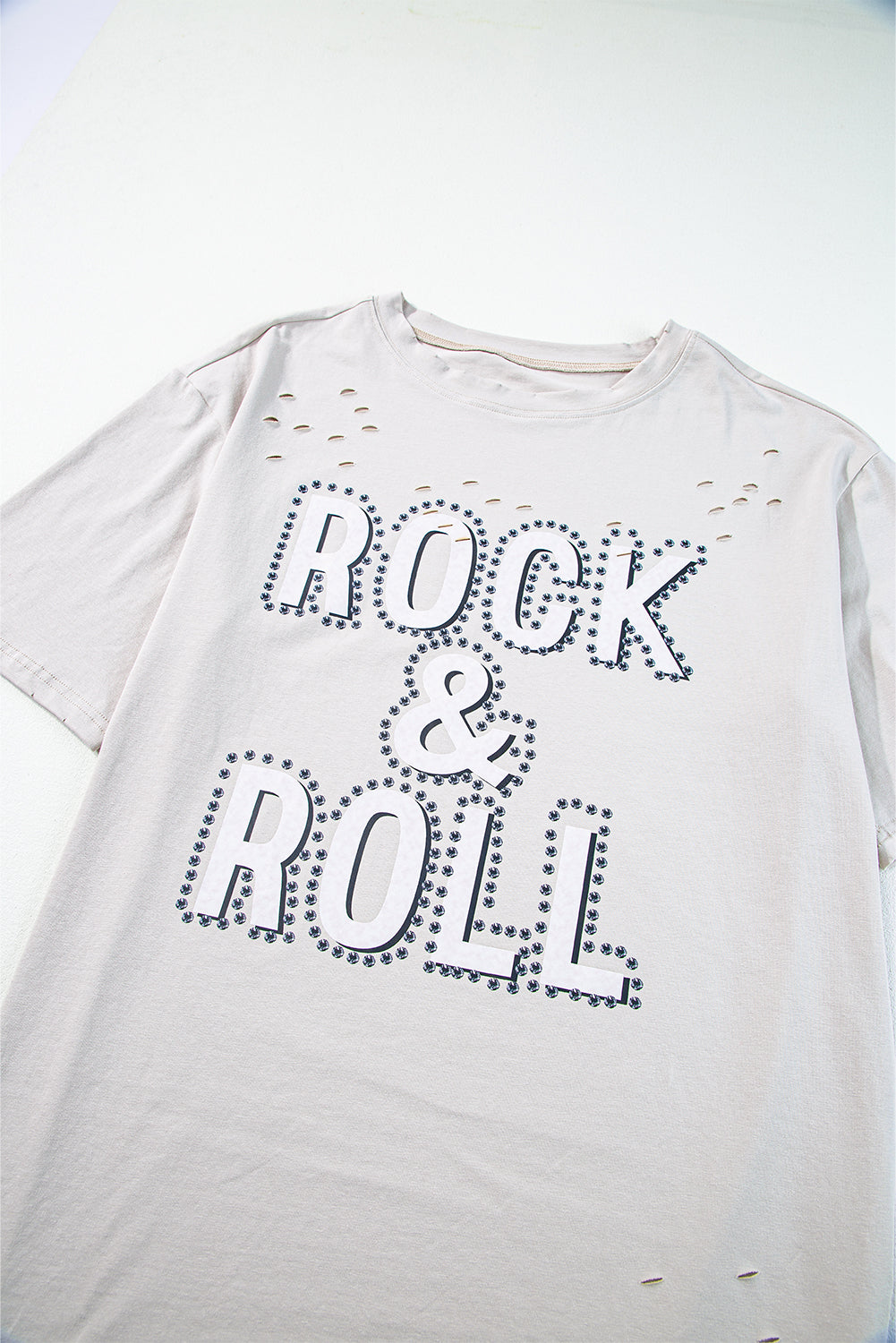 Gray Rock & Roll Graphic Distressed Vintage Tee - Aaria Tees Aaria Tees