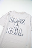 Gray Rock & Roll Graphic Distressed Vintage Tee - Aaria Tees Aaria Tees