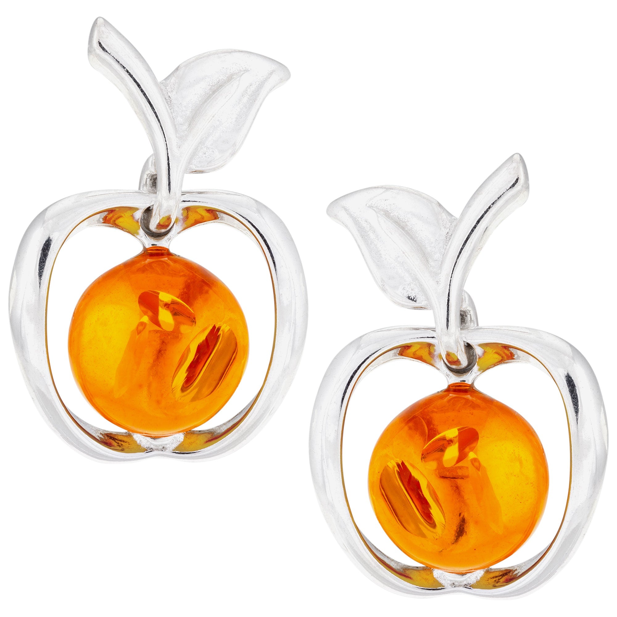 Sterling & Amber Apple Earrings - Aaria Tees Aaria Tees