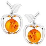 Sterling & Amber Apple Earrings - Aaria Tees Aaria Tees
