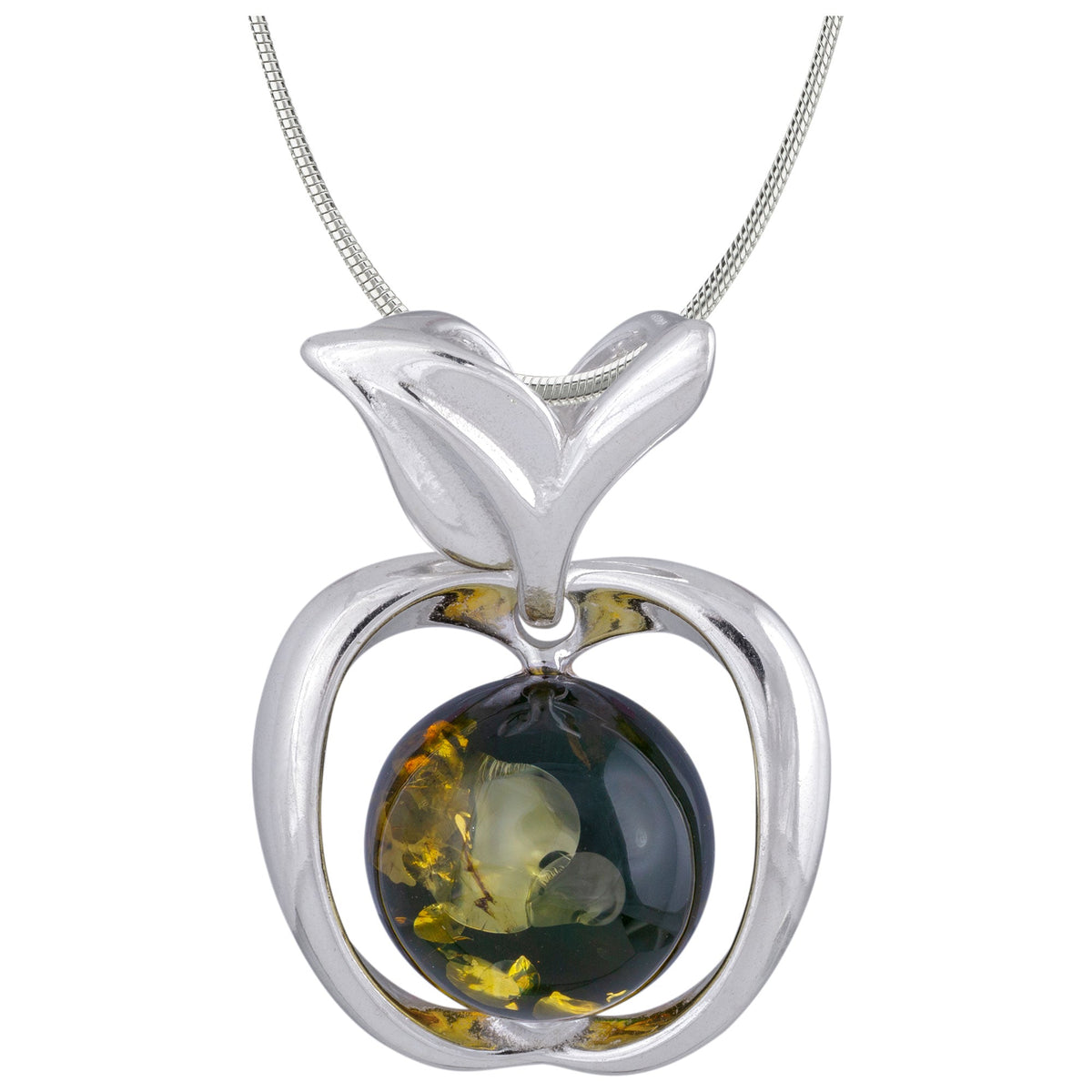 Sterling & Amber Apple Necklace - Aaria Tees