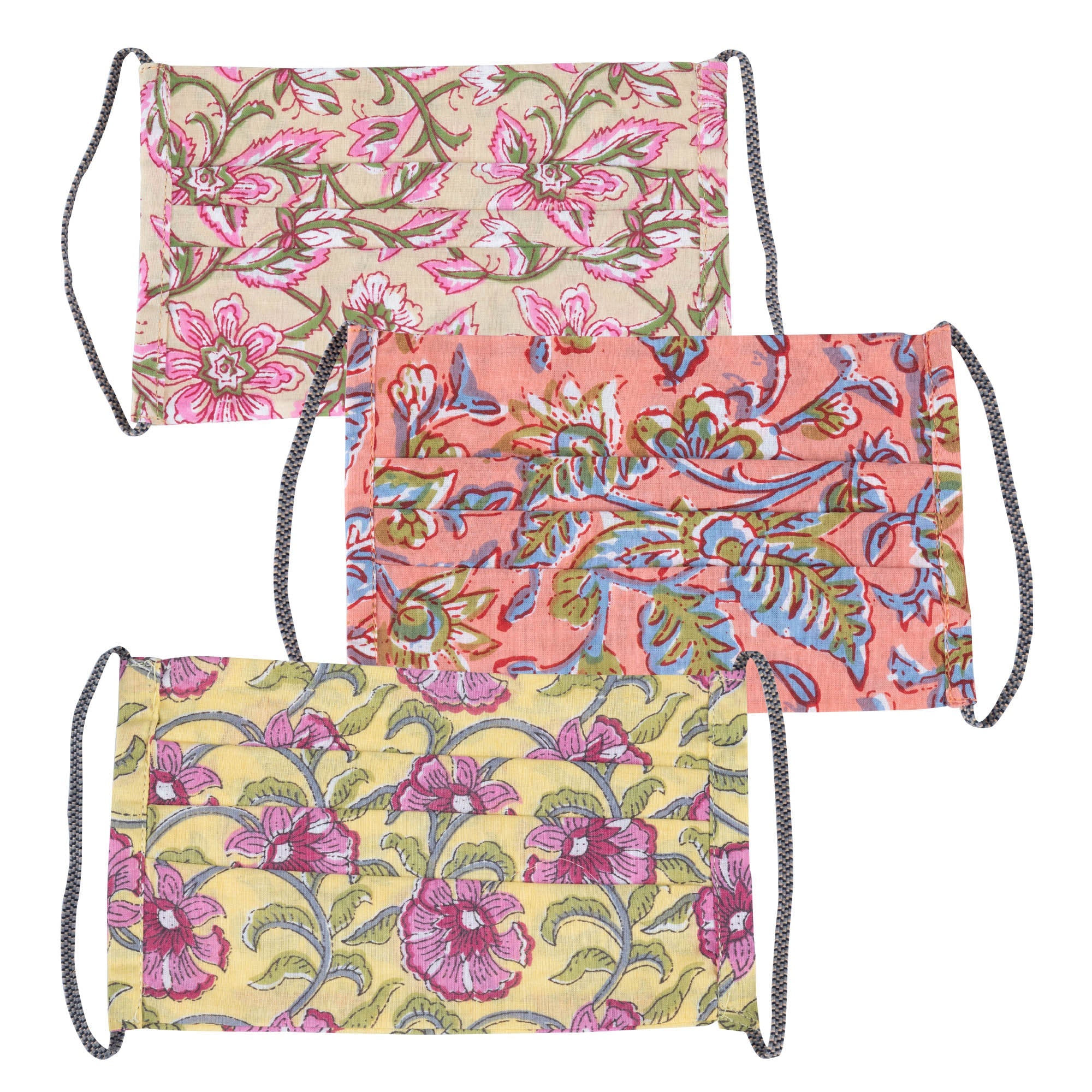Jal Mahal Block Print Face Masks - Set of 3 - Aaria Tees Aaria Tees