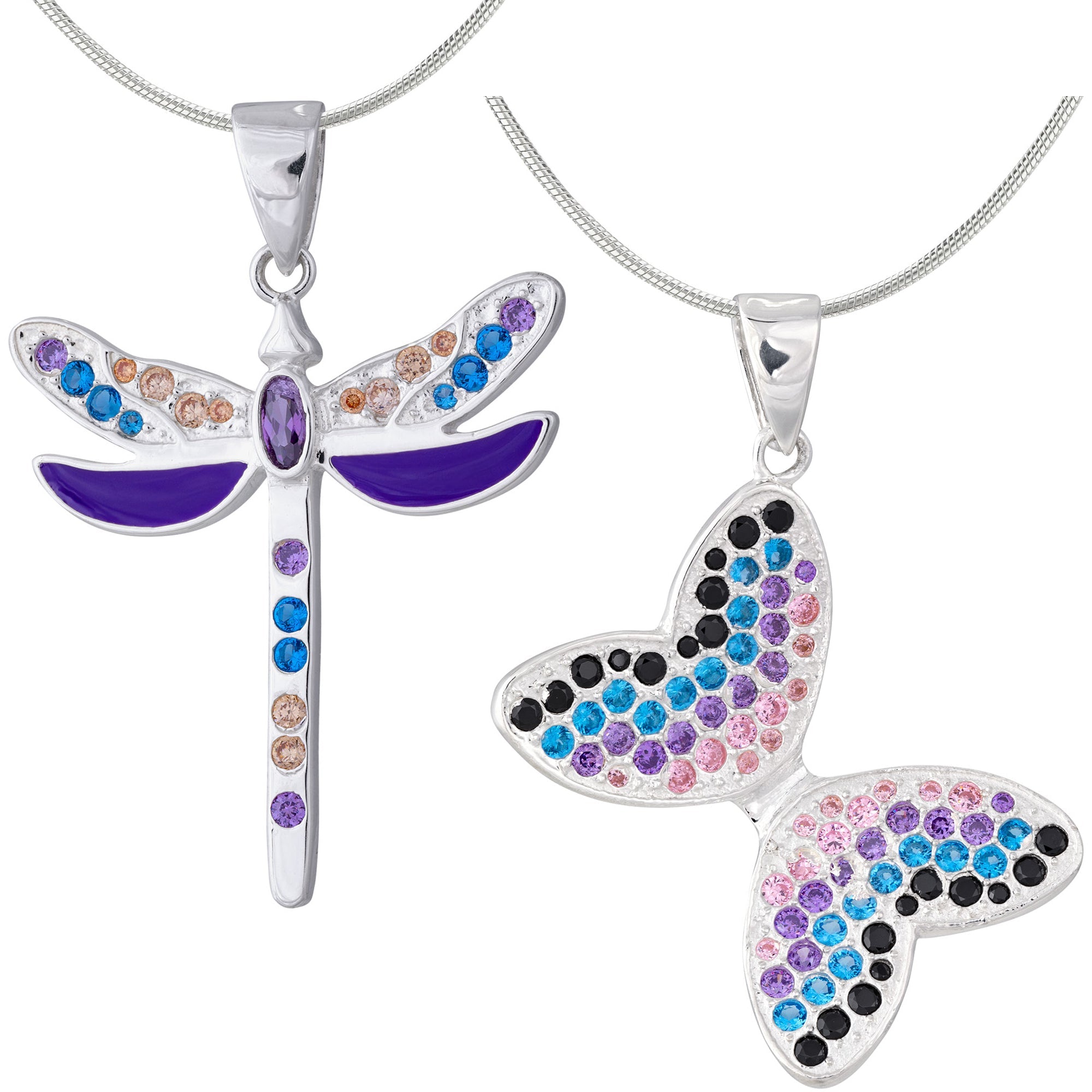 Fluttering Friends Sterling & Crystal Necklace - Aaria Tees Aaria Tees