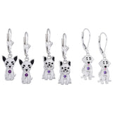 Sterling & Crystal Pup Earrings - Aaria Tees Aaria Tees