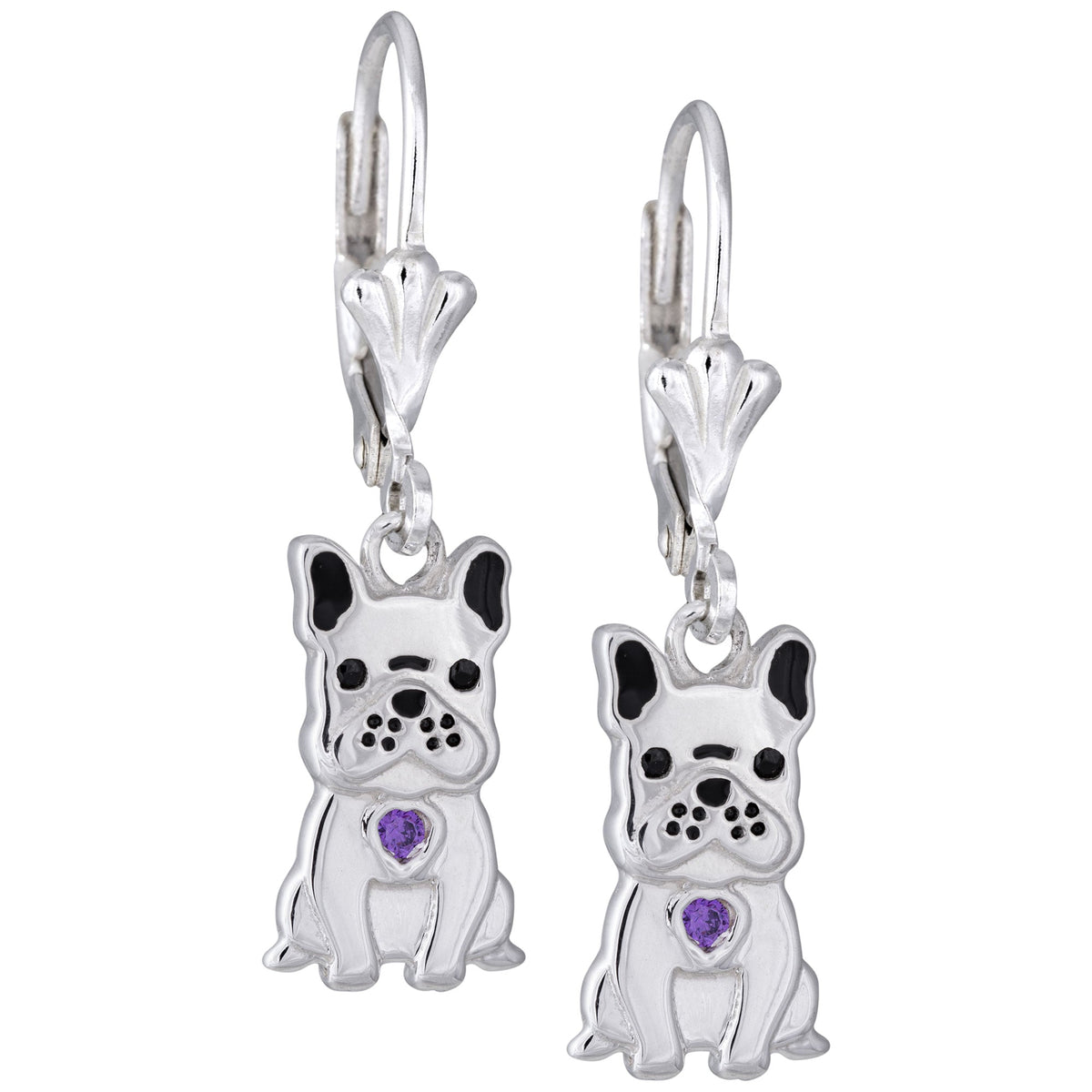 Sterling & Crystal Pup Earrings - Aaria Tees