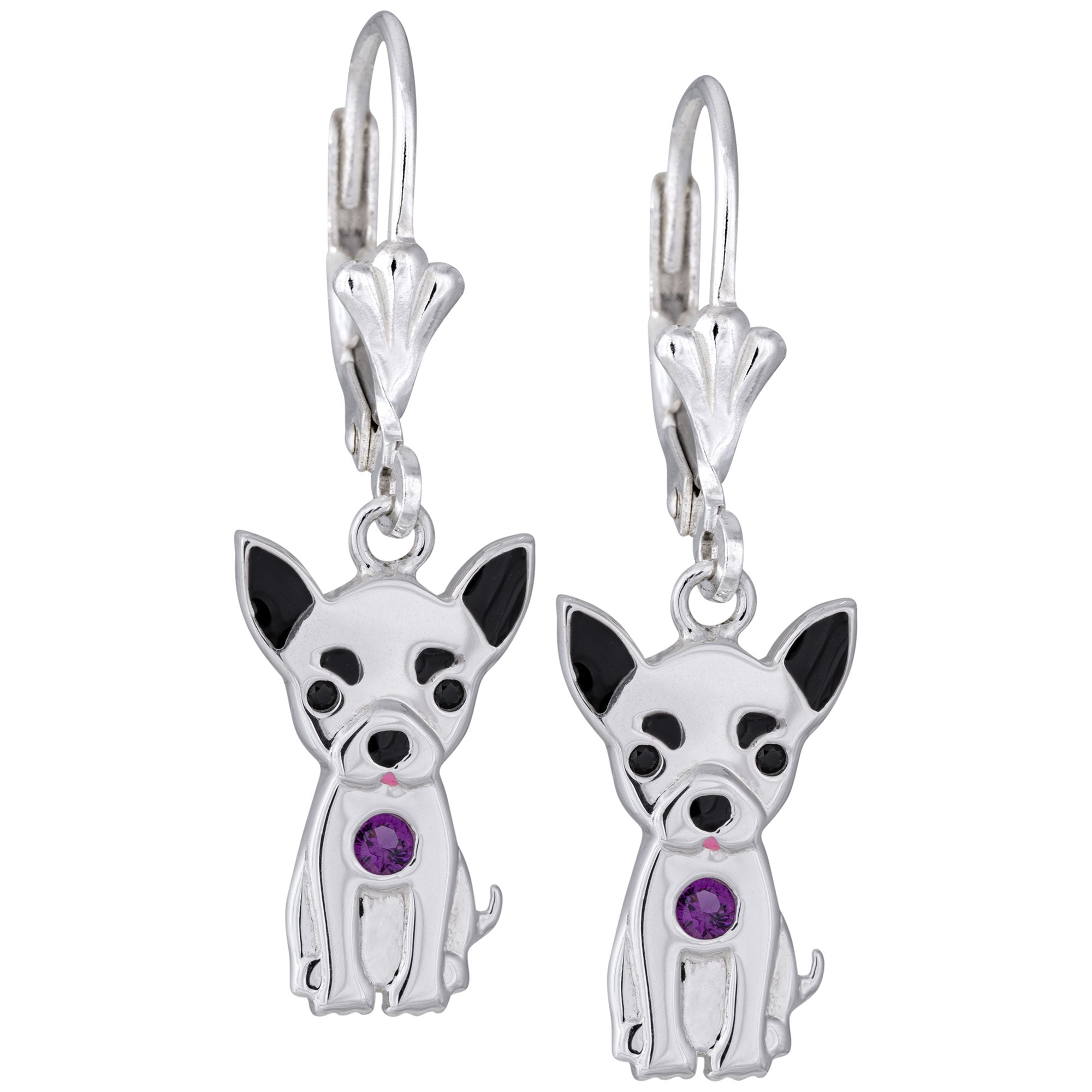 Sterling & Crystal Pup Earrings - Aaria Tees Aaria Tees
