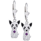 Sterling & Crystal Pup Earrings - Aaria Tees Aaria Tees