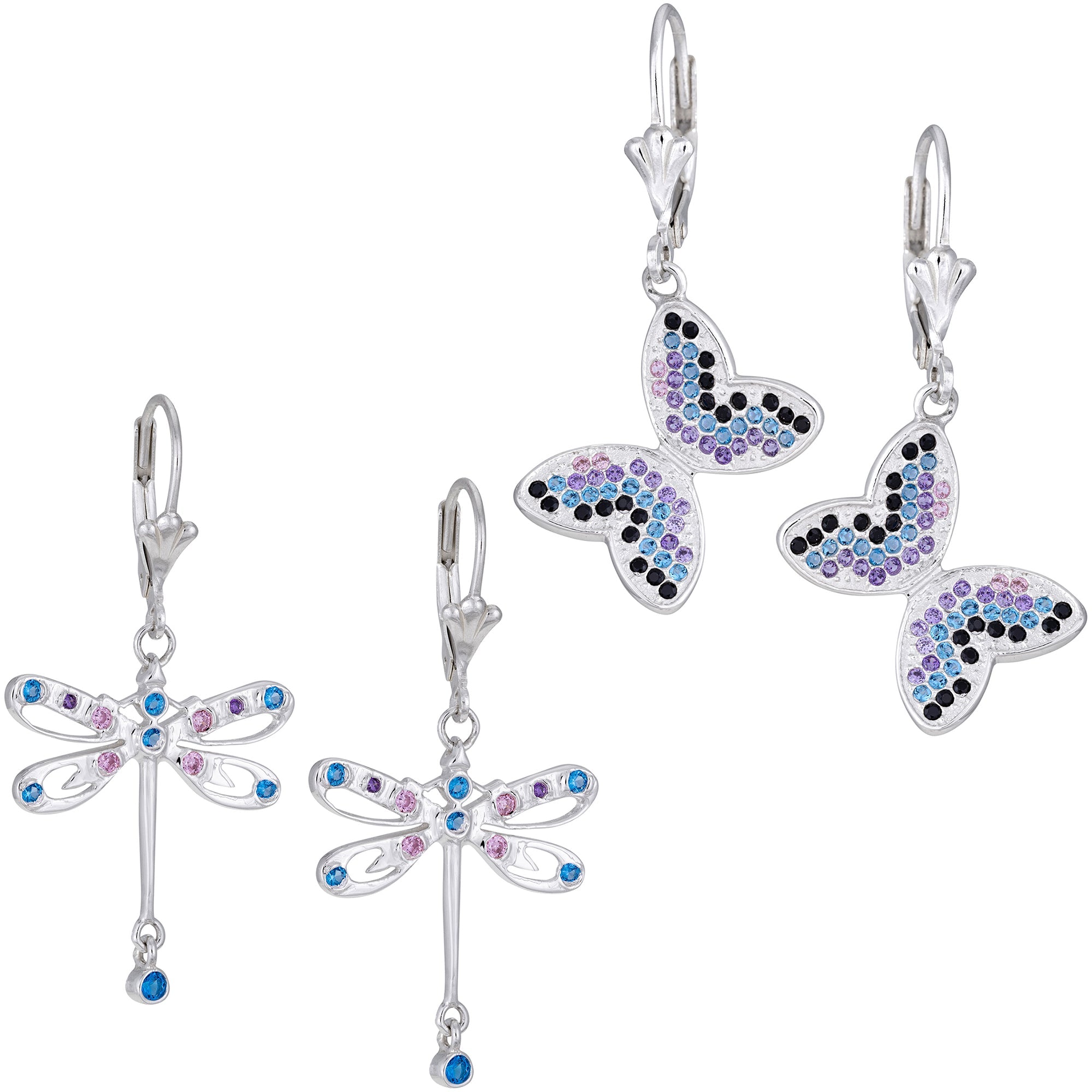 Fluttering Friends Sterling & Crystal Earrings - Aaria Tees Aaria Tees