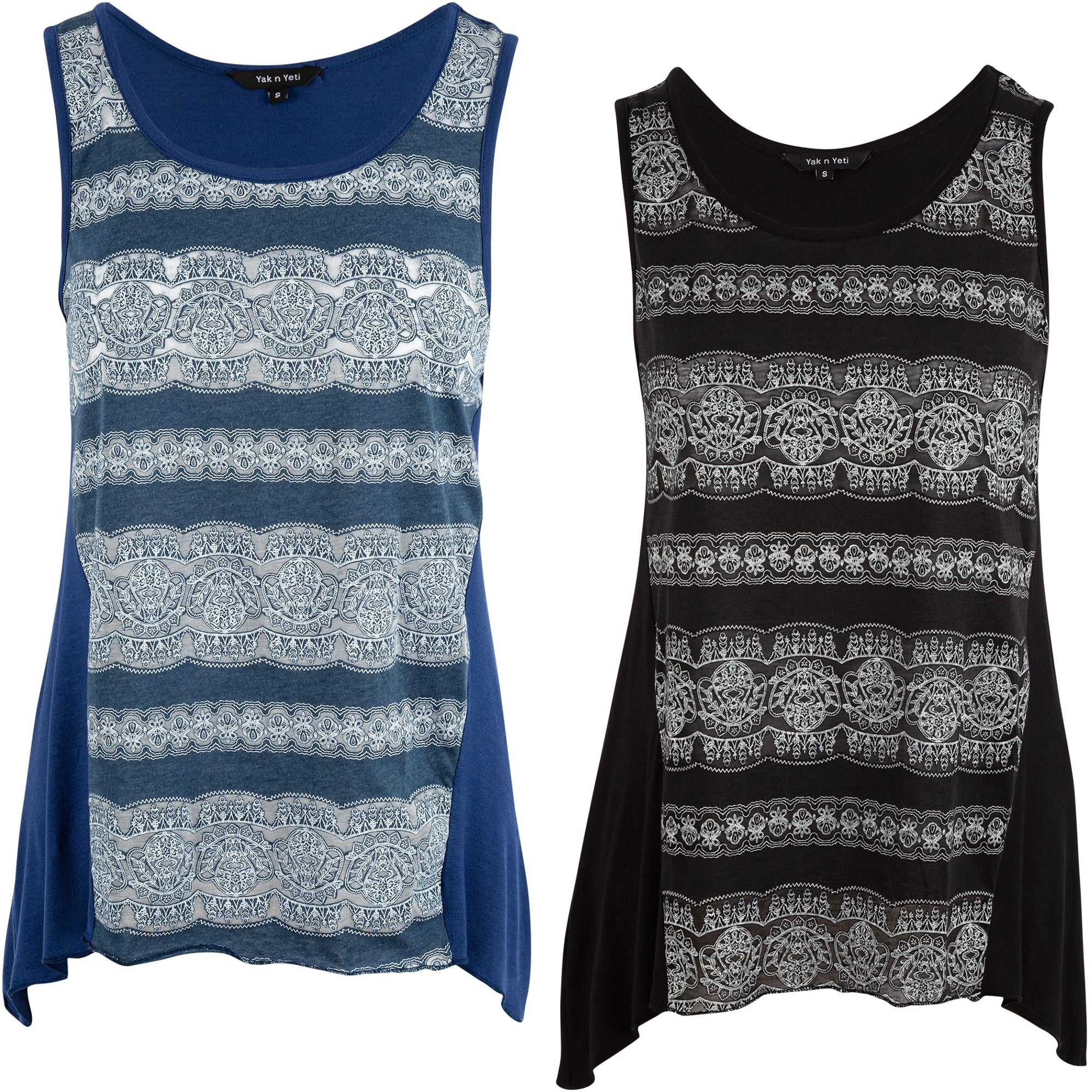 Lace Print Sleeveless Tunic - Aaria Tees Aaria Tees