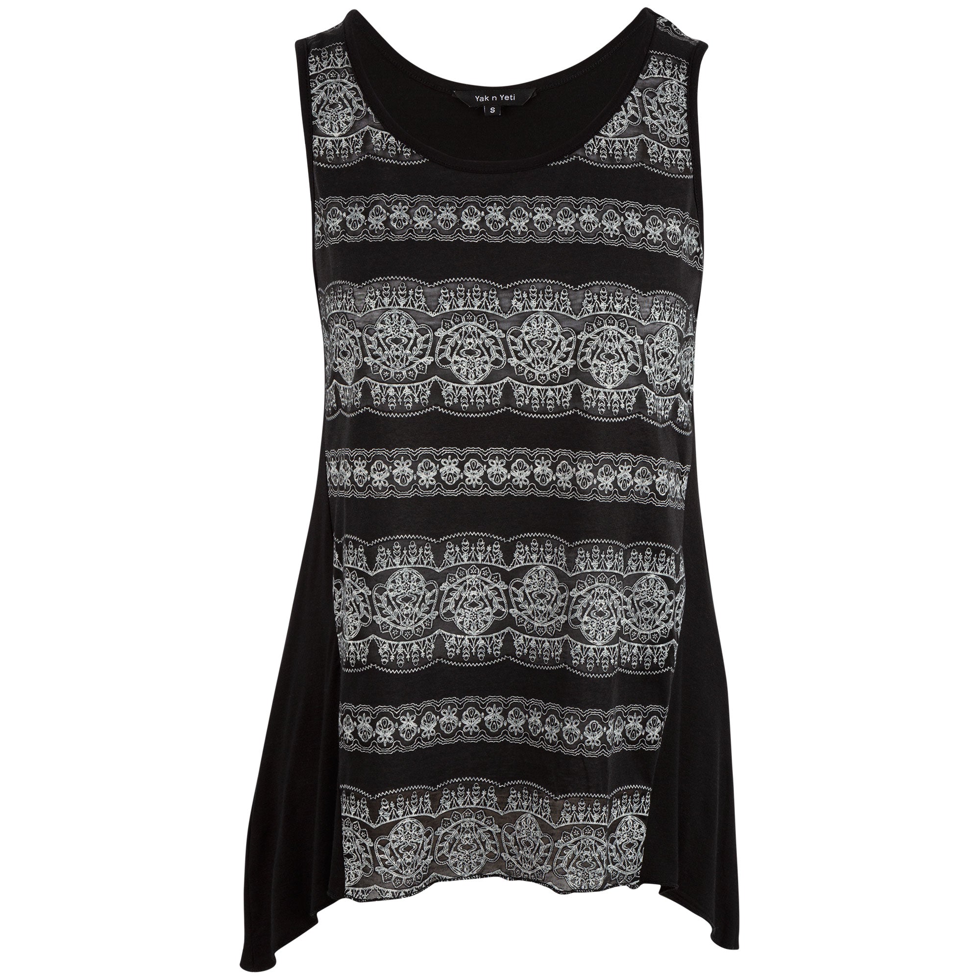 Lace Print Sleeveless Tunic - Aaria Tees Aaria Tees
